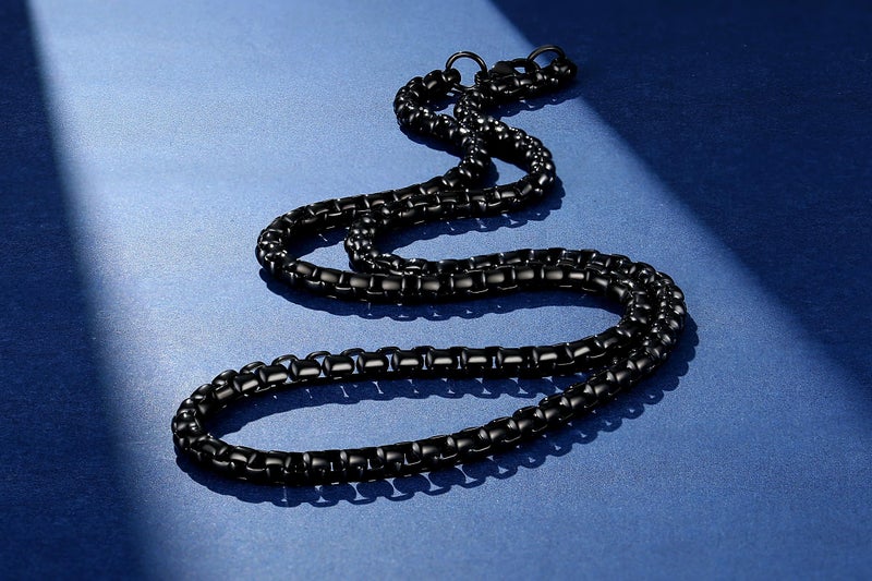 FOSIR Mens Womens 2mm Stainless Steel Black Rolo Cable Chain Necklace (18 Inch) - Image 5